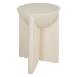 Table d'appoint ronde effet béton ciré blanc cassé d40cm - Leros