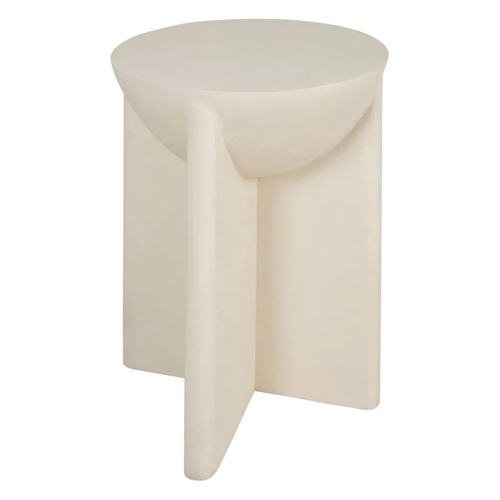 Table d'appoint ronde effet béton ciré blanc cassé d40cm - Leros