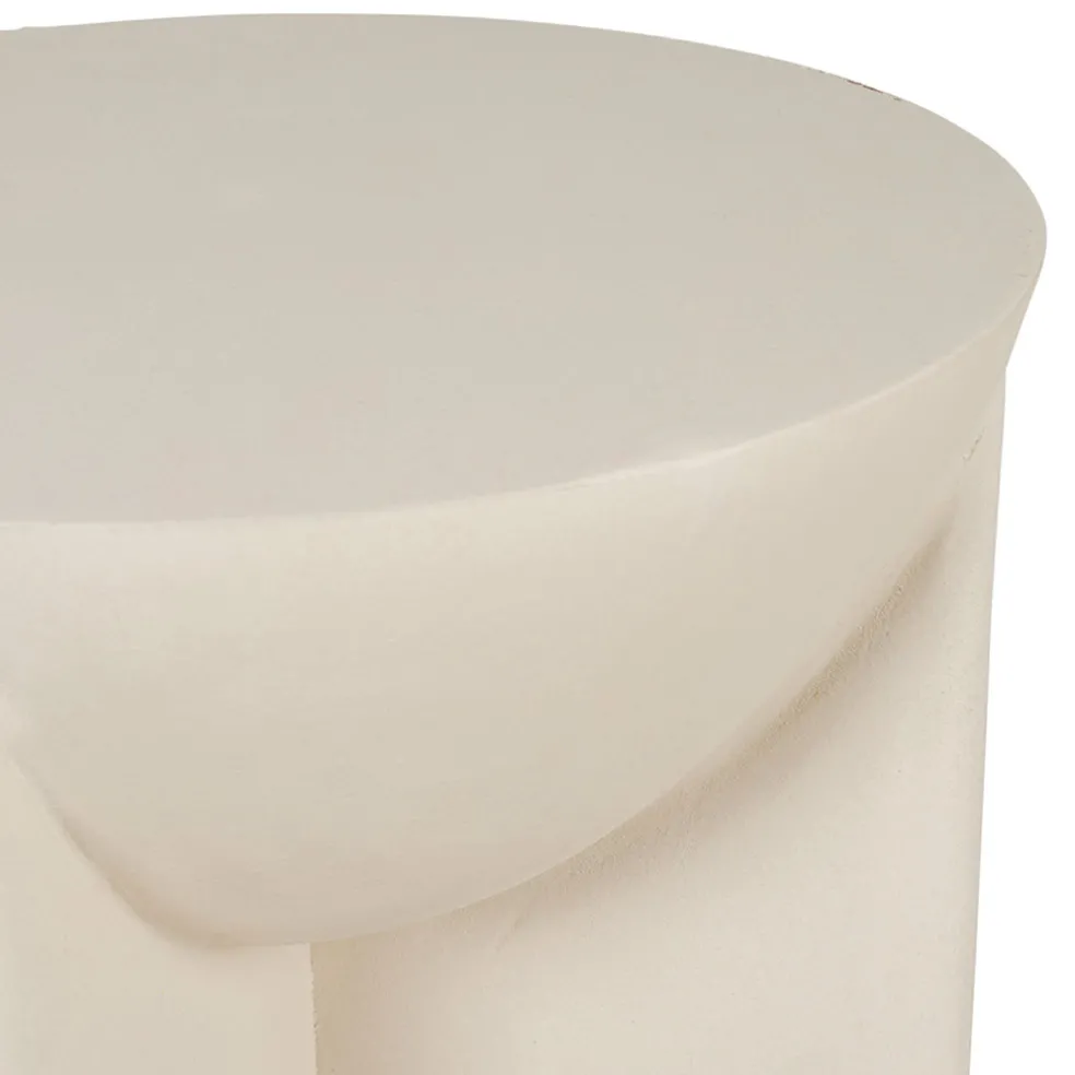 Table d'appoint ronde effet béton ciré blanc cassé d40cm - Leros