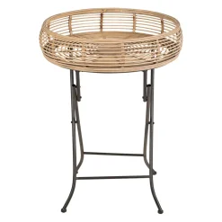 Table d'appoint ronde en bambou naturel d52cm