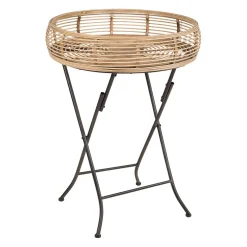 Table d'appoint ronde en bambou naturel d52cm