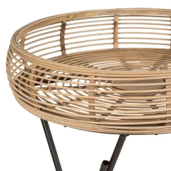 Table d'appoint ronde en bambou naturel d52cm