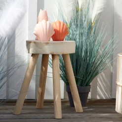 Table d'appoint ronde en paulownia naturel - Boende