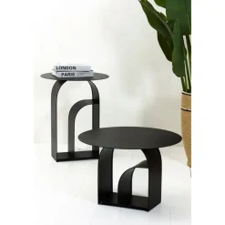 Table d'appoint ronde en fer noir d50cm - Tinel