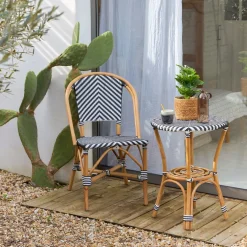 Table d'appoint ronde en rotin blanc D50cm - Mandox