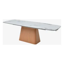 Table extensible en verre et céramique blanc l180-260cm - Linka