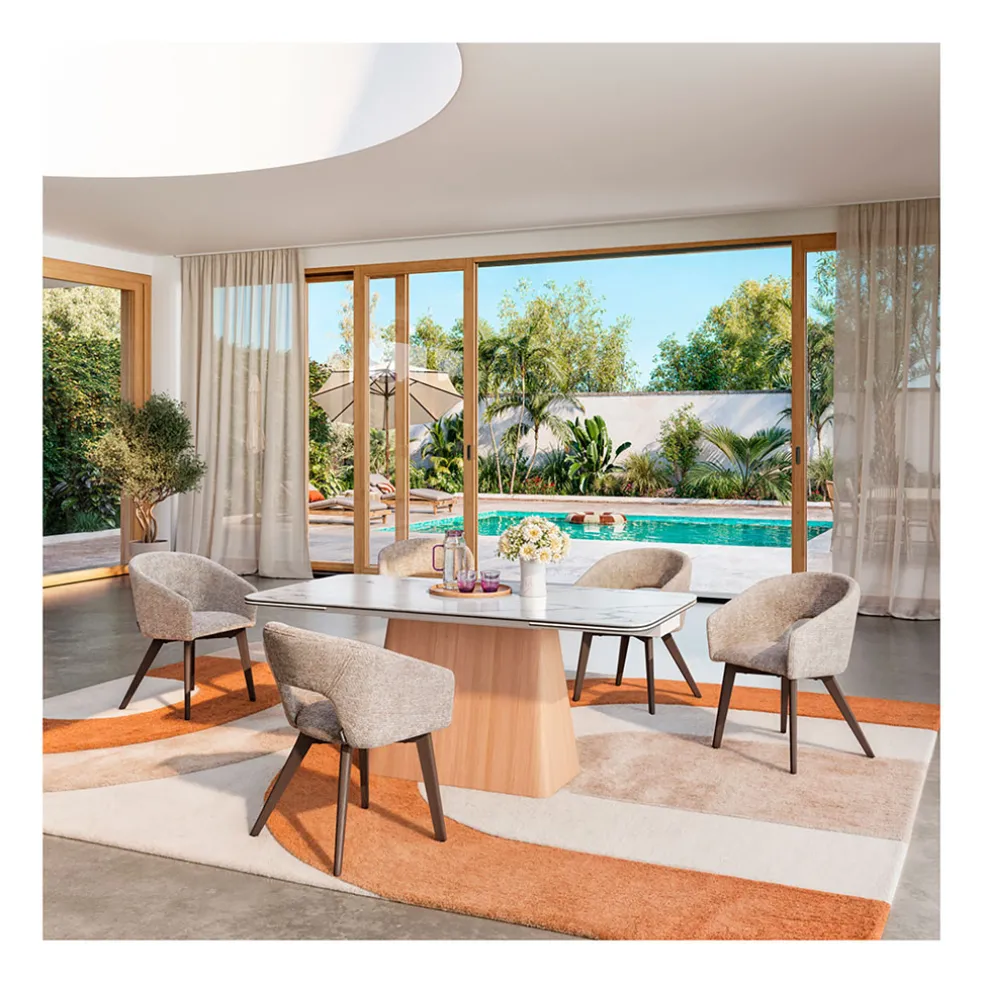 Table extensible en verre et céramique blanc l180-260cm - Linka