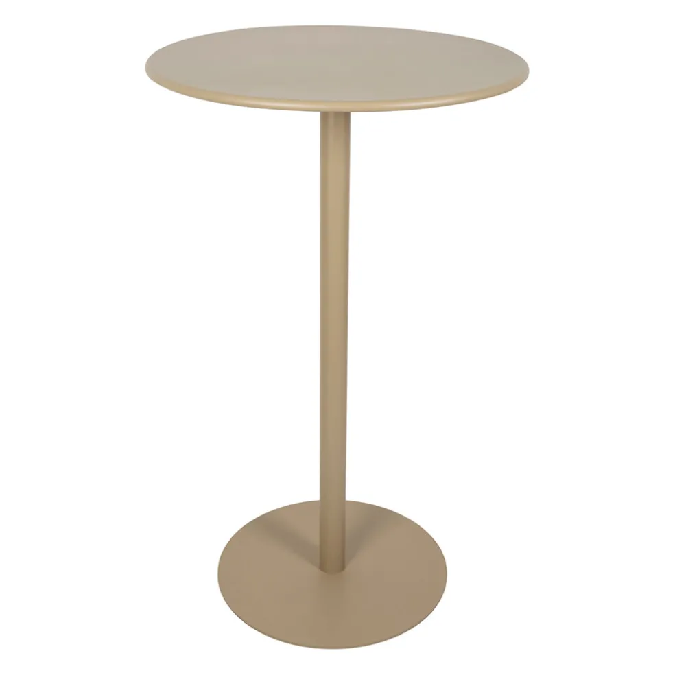 Table haute d'extérieur ronde en acier taupe d60xh100cm - Ajay