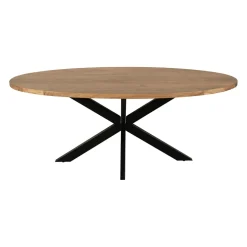 Table ovale en acacia et pieds en fer noir 190x90cm - Brooklyn
