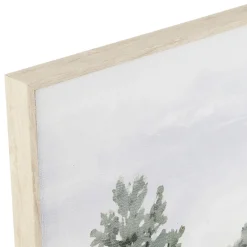 Tableau campagne en toile vert et rose 80x80cm