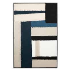 Tableau en toile encadré abstrait écru indigo et noir 83x123cm - Gallery
