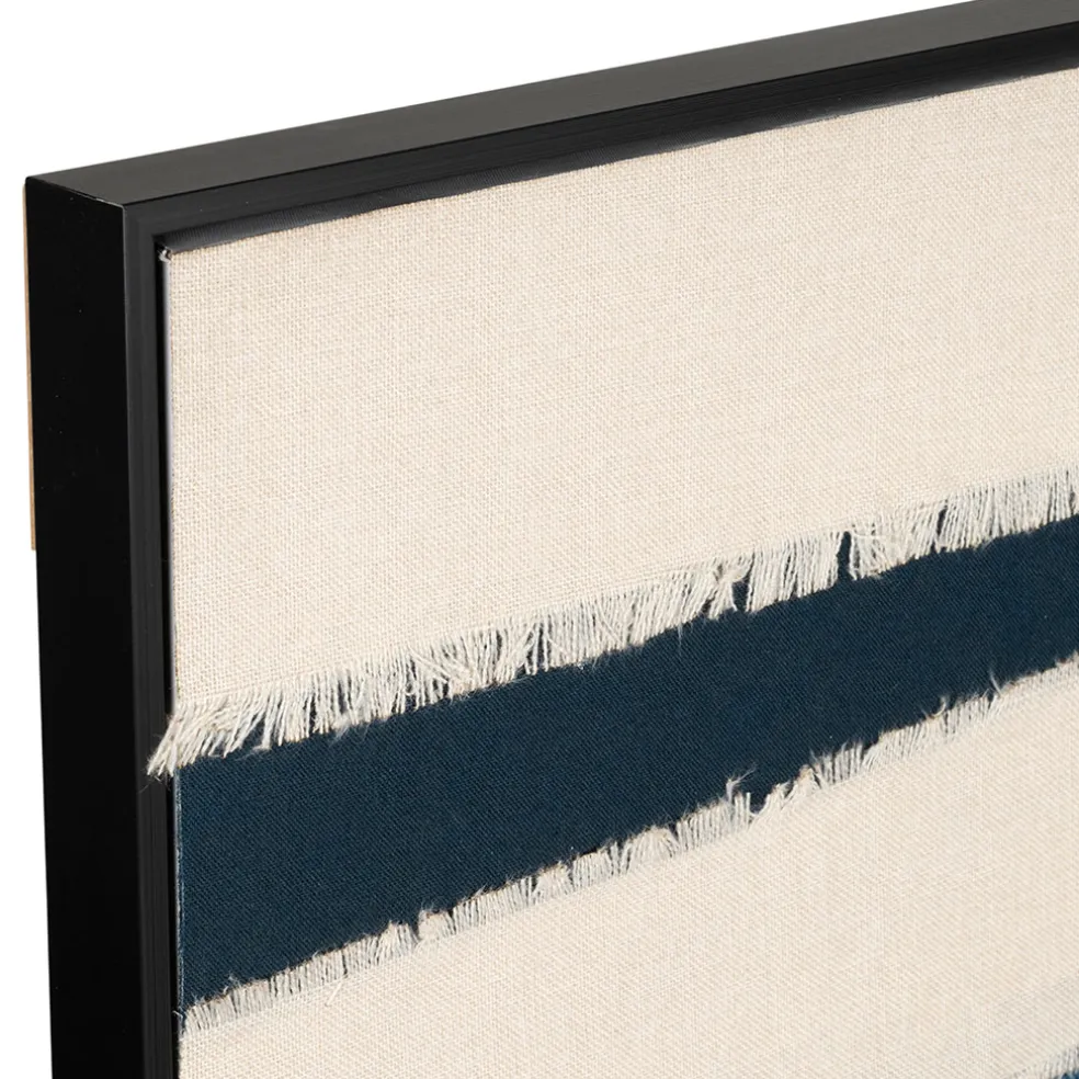 Tableau en toile encadré abstrait écru indigo et noir 83x123cm - Gallery