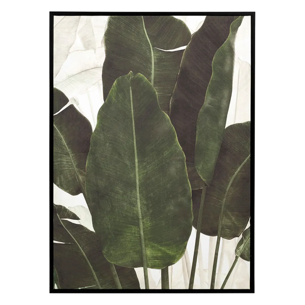 Tableau en toile encadré feuilles kaki 52x72cm - Gallery