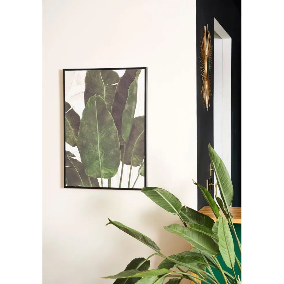 Tableau en toile encadré feuilles kaki 52x72cm - Gallery