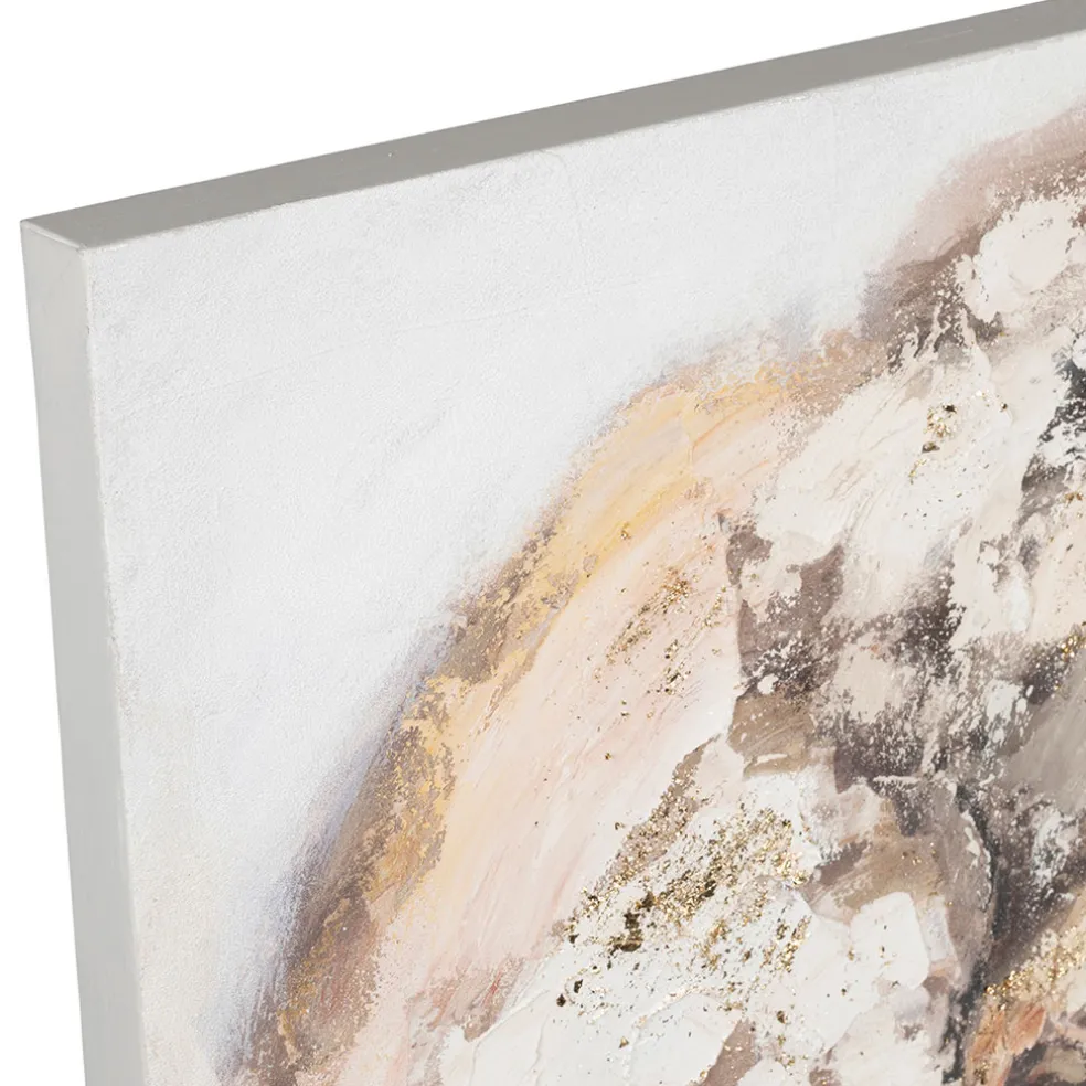 Tableau éléphant en toile et pin beige 90x120cm - Animal