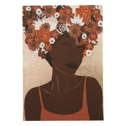 Tableau turban fleuri terra 70x100cm