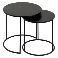 Tables d'appoint gigogne (x2) en fer noir - Felia
