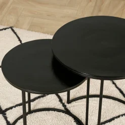 Tables d'appoint gigogne (x2) en fer noir - Felia