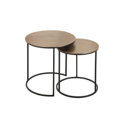 Tables d'appoint gigogne (x2) en fer doré - Felia