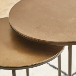 Tables d'appoint gigogne (x2) en fer doré - Felia