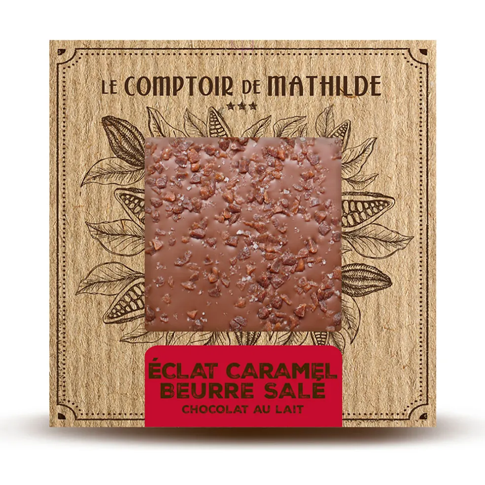 Tablette chocolat au lait éclat caramel et beurre sale - 80g