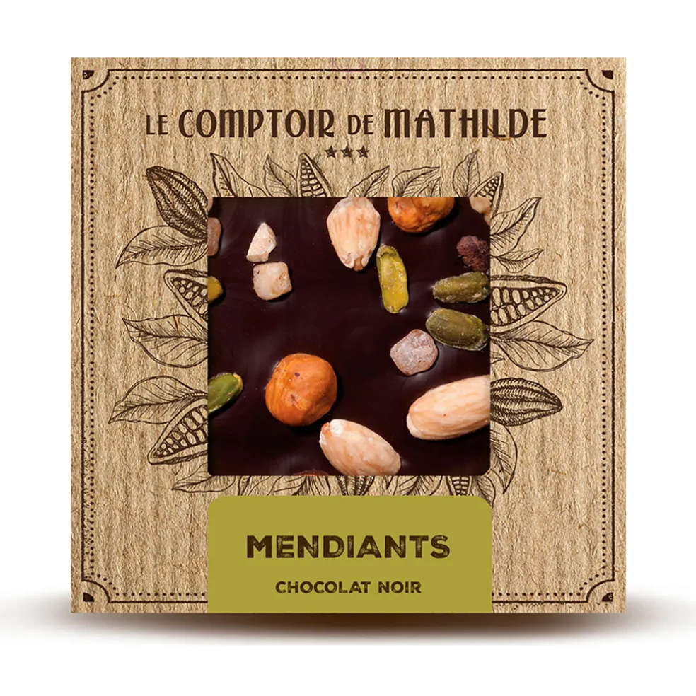 Tablette chocolat noir mendiants 80g