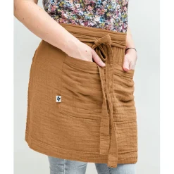 Tablier camel en gaze de coton 45x80cm - Gaia