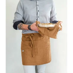 Tablier camel en gaze de coton 45x80cm - Gaia