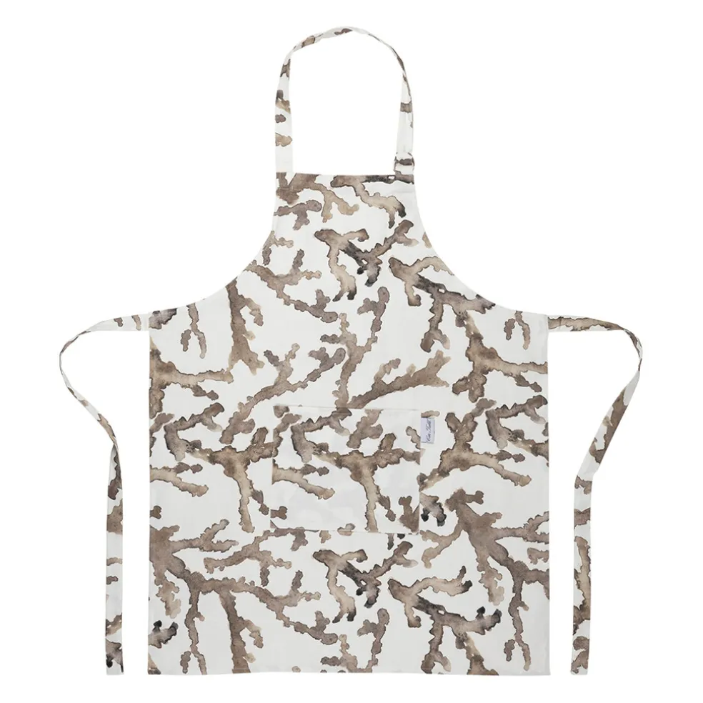 Tablier en coton blanc et marron - Estran