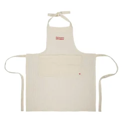 Tablier en coton écru et rouge - Famille