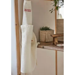 Tablier en coton écru et rouge - Famille