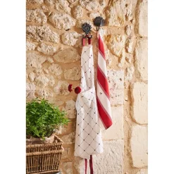 Tablier en coton petits cœurs rouge et blanc