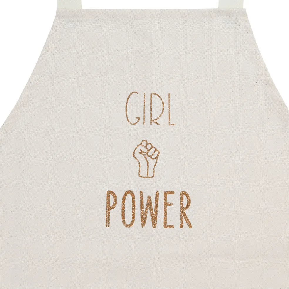 Tablier girl power écru