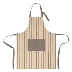 Tablier rayé en coton noir et écru - Campagne