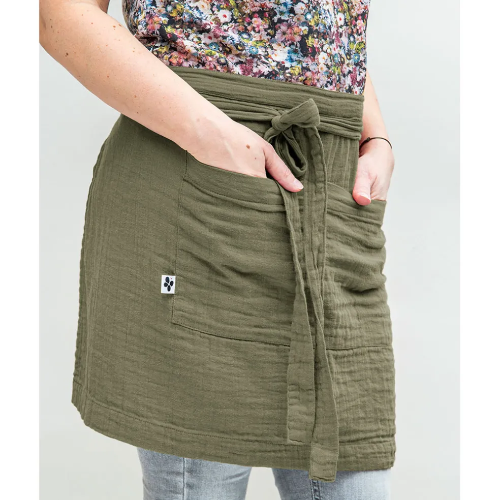 Tablier romarin en gaze de coton 45x80cm - Gaia