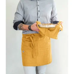 Tablier safran en gaze de coton 45x80cm - Gaia