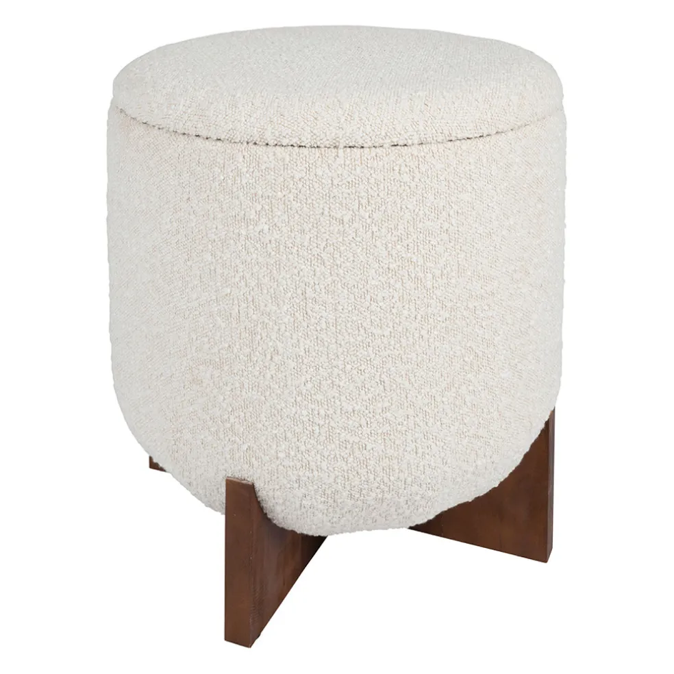 Tabouret coffre en tissu et pin blanc - Alpinia