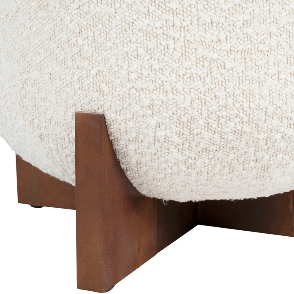Tabouret coffre en tissu et pin blanc - Alpinia
