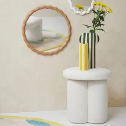 Tabouret en lin écru - Minimal