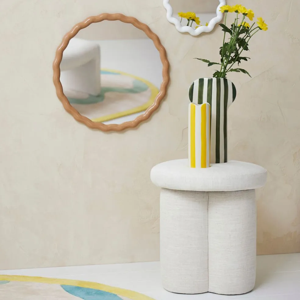 Tabouret en lin écru - Minimal