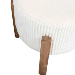 Tabouret en tissu côtelé beige et bois d'acacia - Scarlett