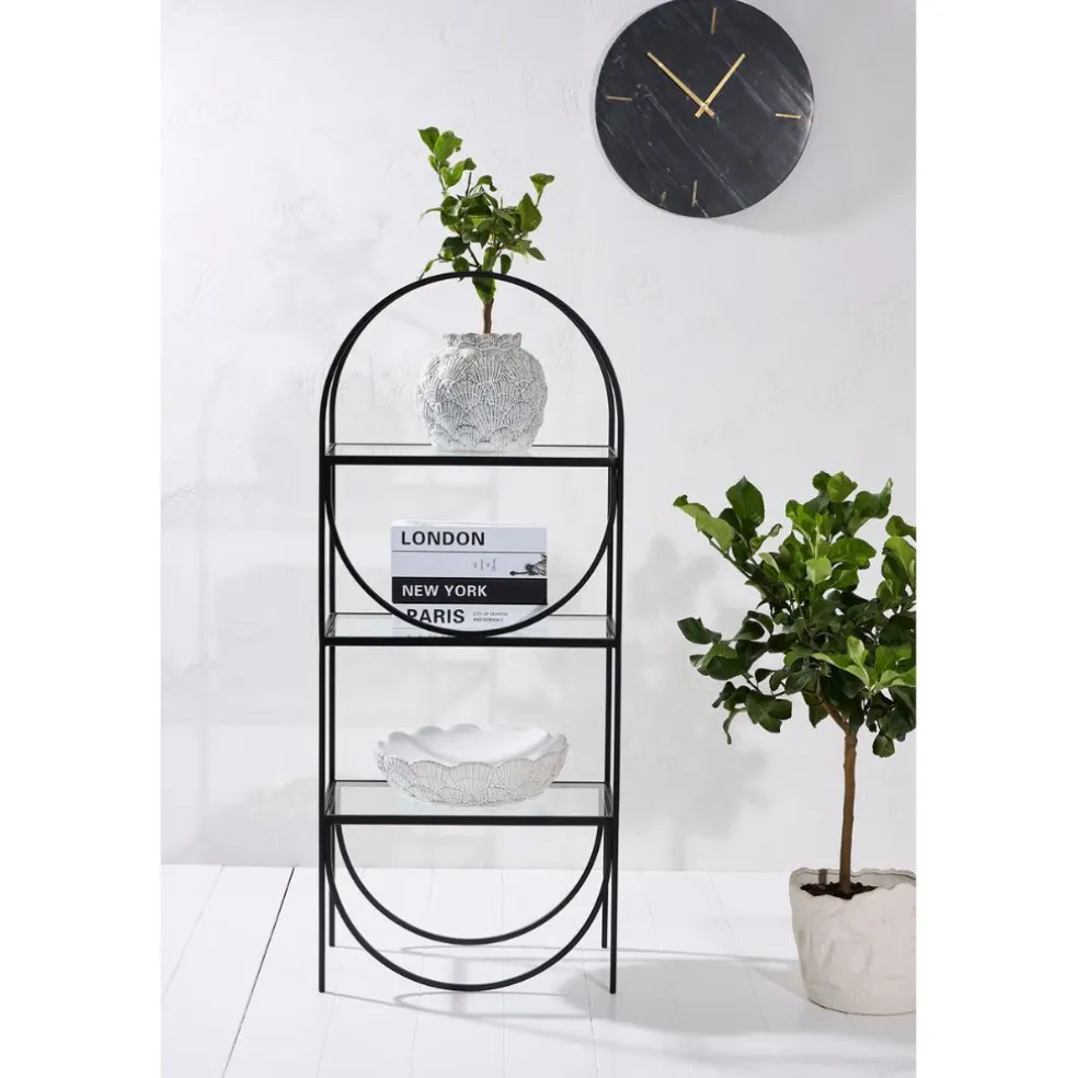 Étagère 3 niveaux en verre et fer noir h120cm - Lernet