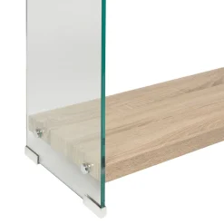 Étagère 3 niveaux en verre trempé et bois h165cm - Adela