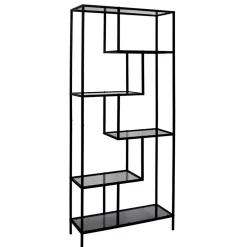 Étagère en métal noir verre fumé h180cm - Edgard
