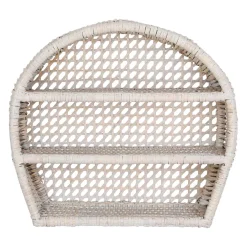 Étagère murale 3 niveaux en rotin blanchi h41cm - Ednna