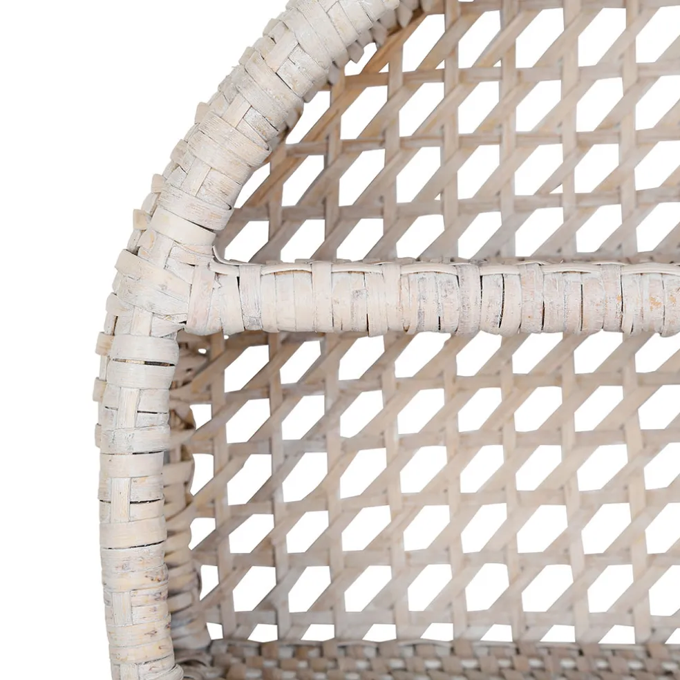 Étagère murale 3 niveaux en rotin blanchi h41cm - Ednna