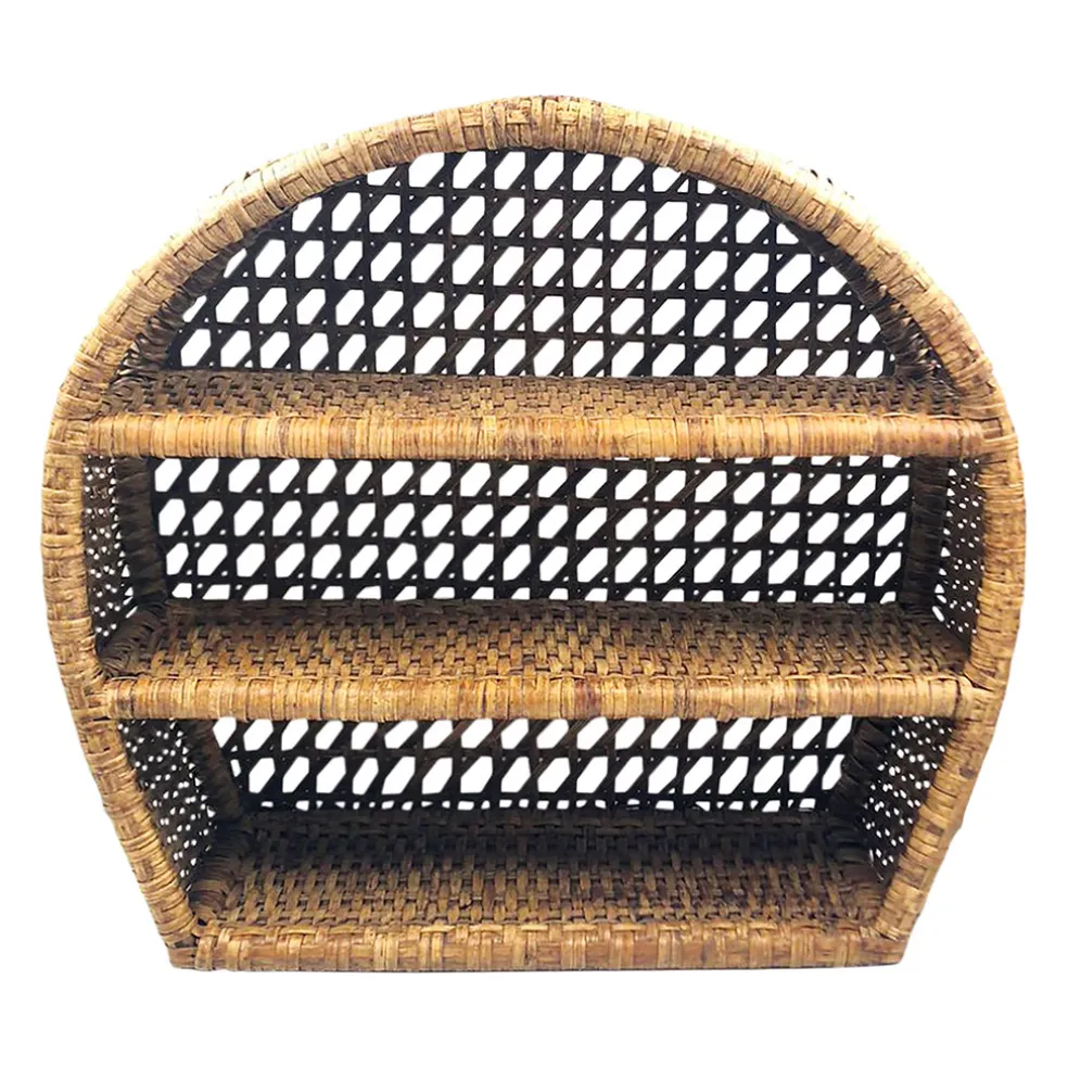 Étagère murale 3 niveaux en rotin brun h41cm - Ednna