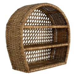 Étagère murale 3 niveaux en rotin brun h41cm - Ednna