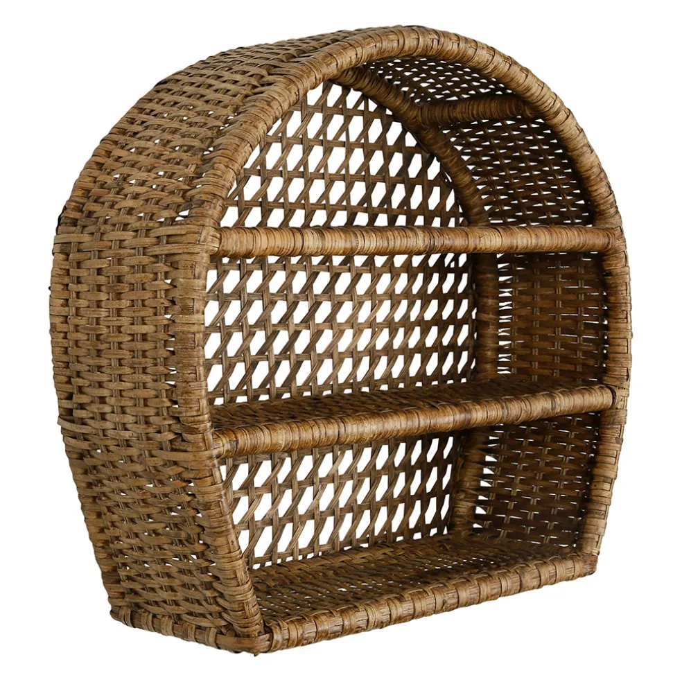 Étagère murale 3 niveaux en rotin brun h41cm - Ednna