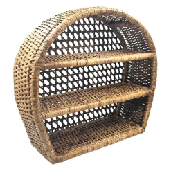 Étagère murale 3 niveaux en rotin brun h41cm - Ednna